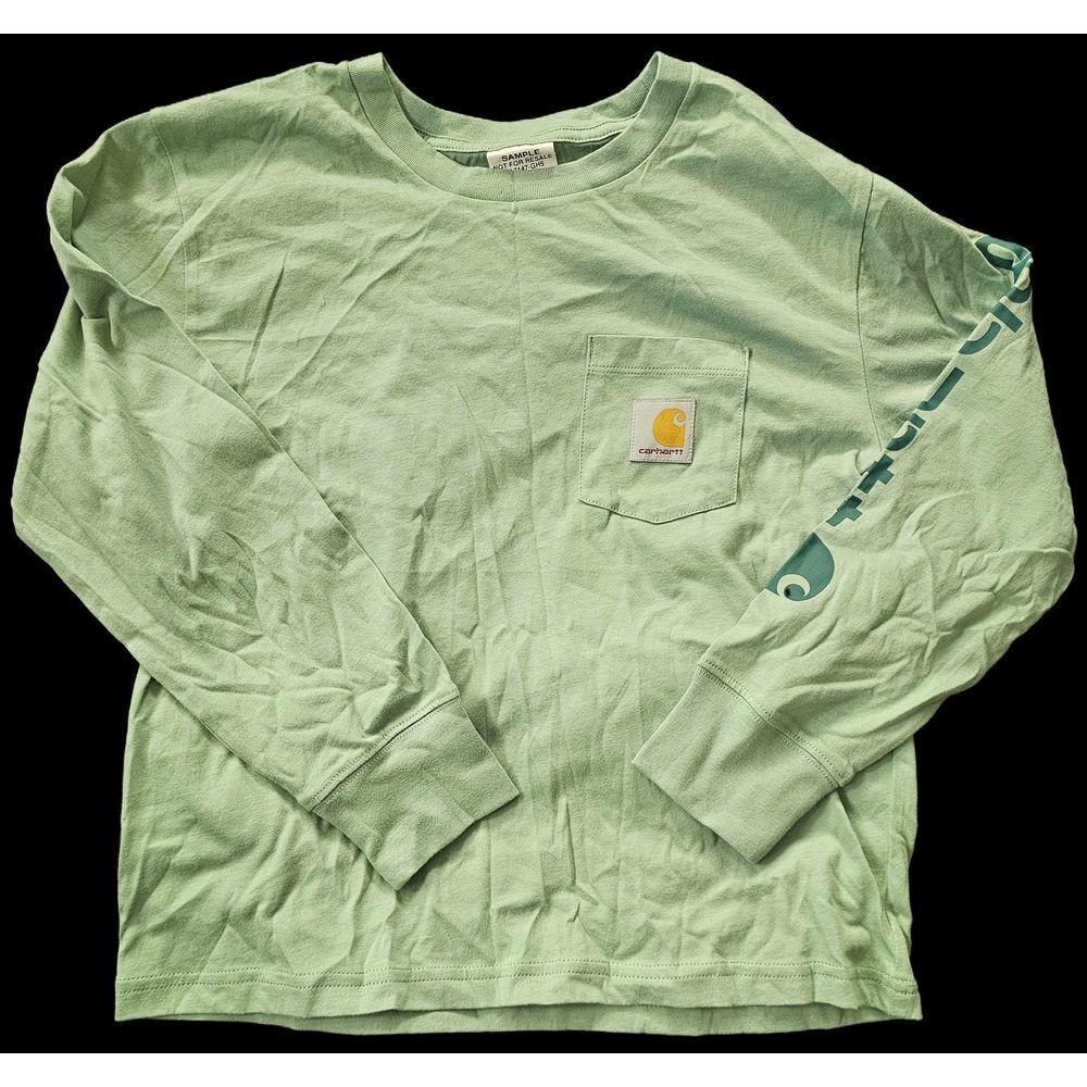 Kids Medium Carhartt Mint Green Long Sleeve w/ Sleeve Logo SAMPLE PIECE